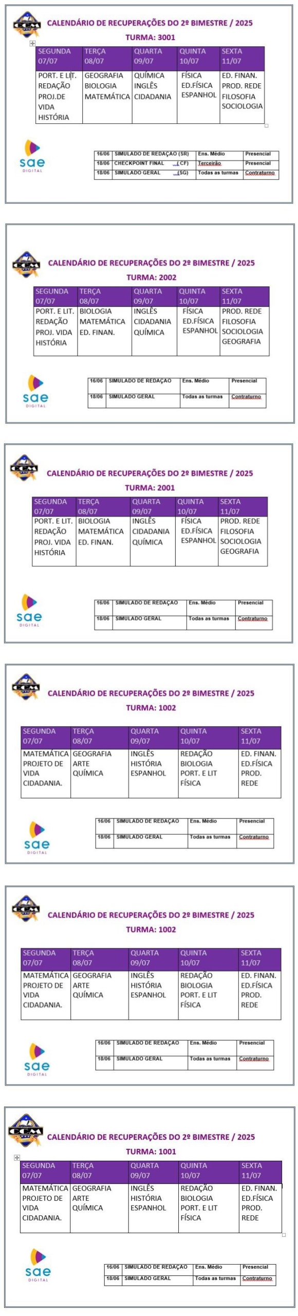 Recuperação CCM – 2º Bimestre – 2025